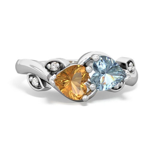 citrine-aquamarine floral keepsake ring