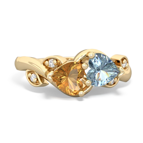 citrine-aquamarine floral keepsake ring