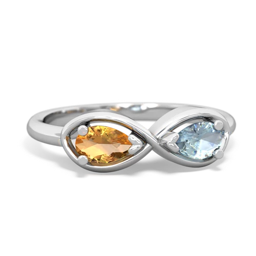 citrine-aquamarine infinity ring