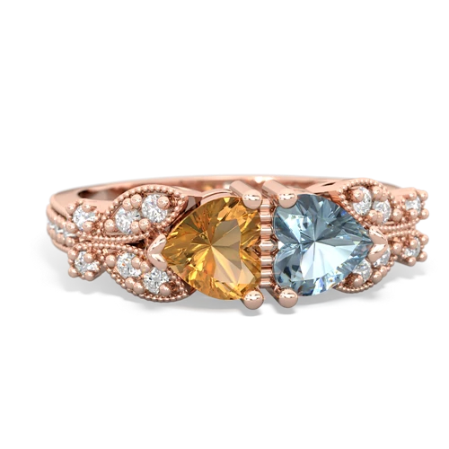 citrine-aquamarine keepsake butterfly ring