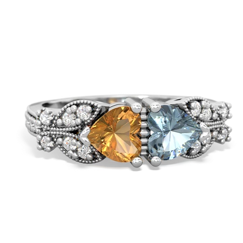 citrine-aquamarine keepsake butterfly ring