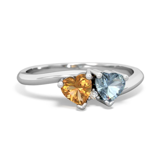 citrine-aquamarine sweethearts promise ring