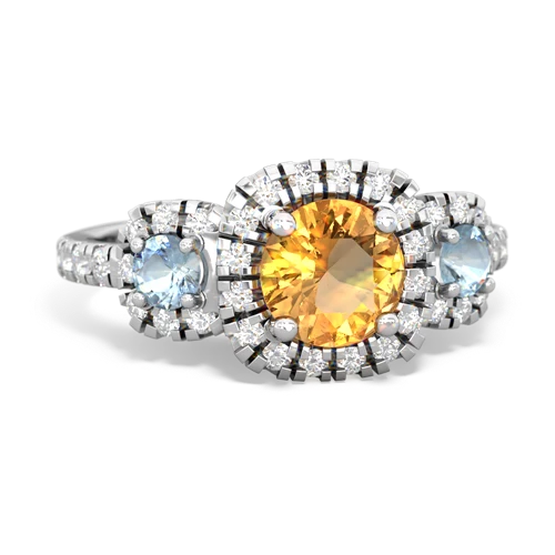 citrine-aquamarine three stone regal ring