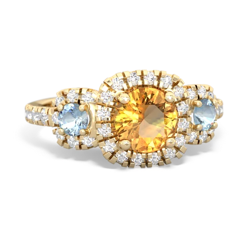 citrine-aquamarine three stone regal ring