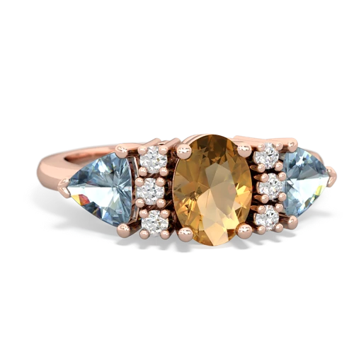 Citrine Genuine Citrine with Genuine Aquamarine and Lab Created Ruby Antique Style Three Stone ring Ring