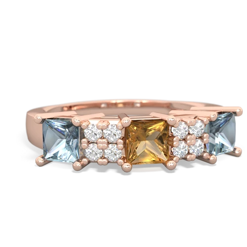 Citrine Genuine Citrine with Genuine Aquamarine and Genuine Opal Three Stone ring Ring