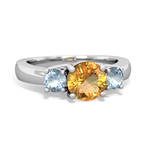 Citrine Genuine Citrine with Genuine Aquamarine and Lab Created Ruby Three Stone Trellis ring Ring