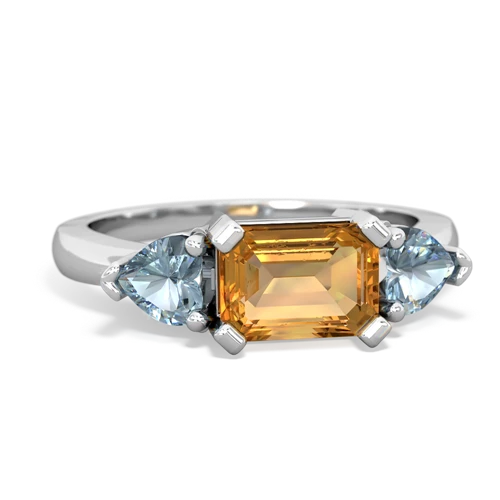 Citrine Genuine Citrine with Genuine Aquamarine and Genuine Opal Three Stone ring Ring