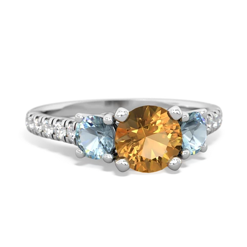 Citrine Genuine Citrine with Genuine Aquamarine and Genuine Opal Pave Trellis ring Ring