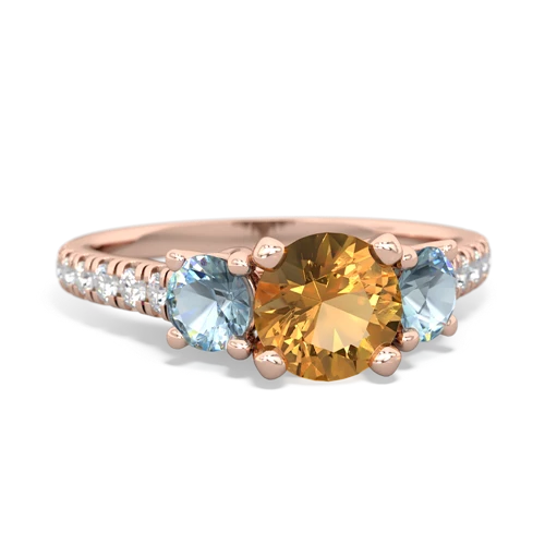 citrine-aquamarine trellis pave ring