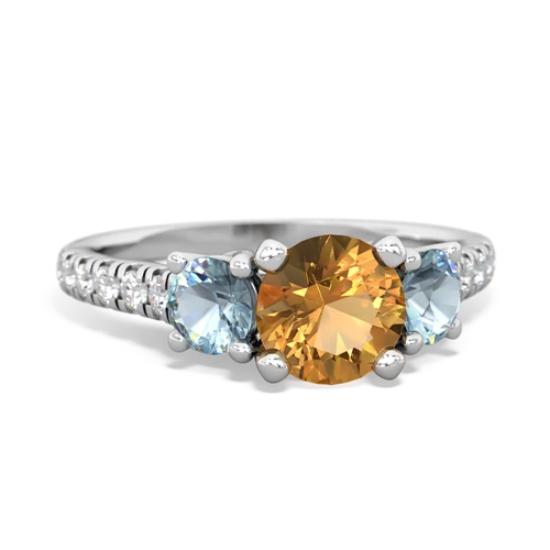 citrine-aquamarine trellis pave ring