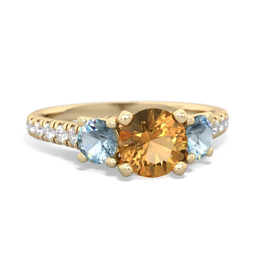 citrine-aquamarine trellis pave ring