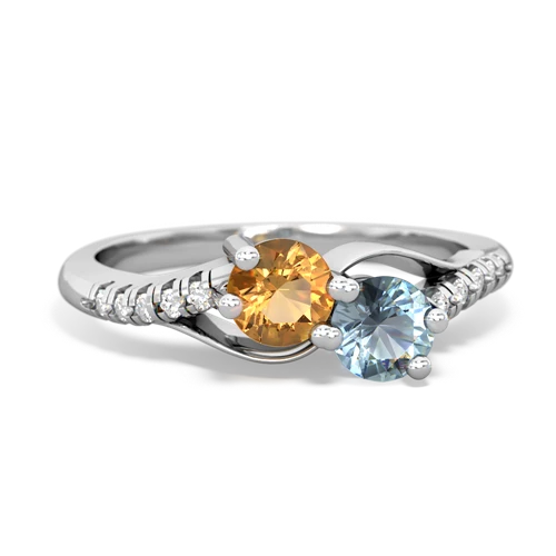 citrine-aquamarine two stone infinity ring