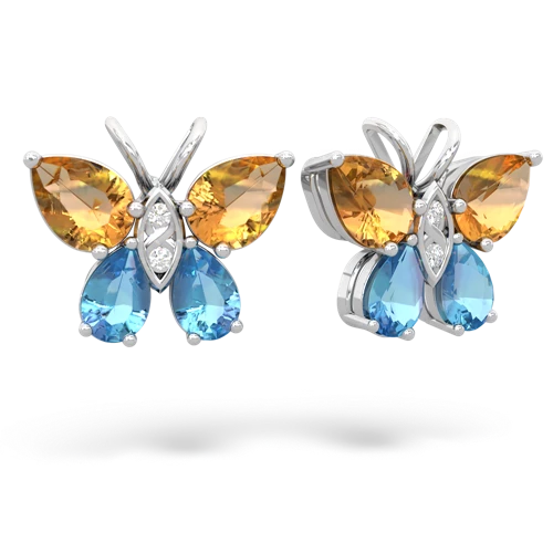 citrine-blue topaz butterfly earrings