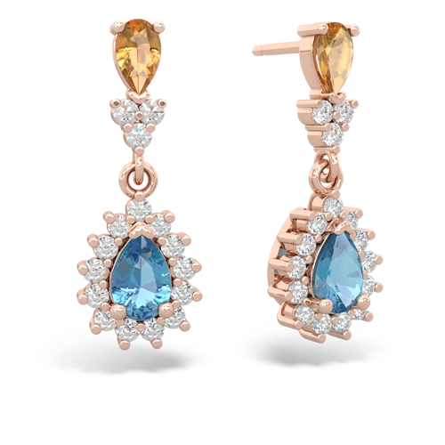citrine-blue topaz dangle earrings