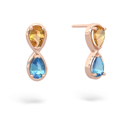 citrine-blue topaz infinity earrings