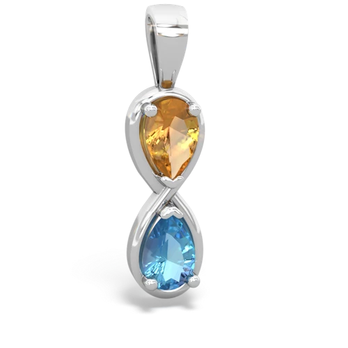 citrine-blue topaz infinity pendant