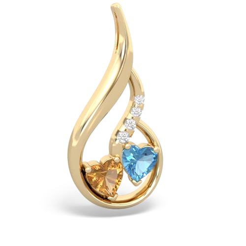 citrine-blue topaz keepsake swirl pendant