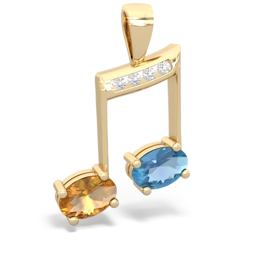 citrine-blue topaz music notes pendant