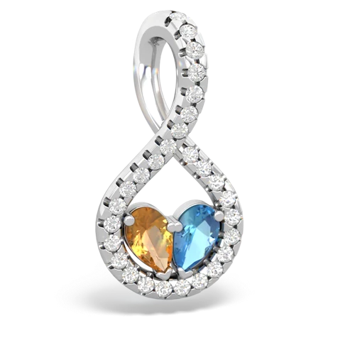 citrine-blue topaz pave twist pendant