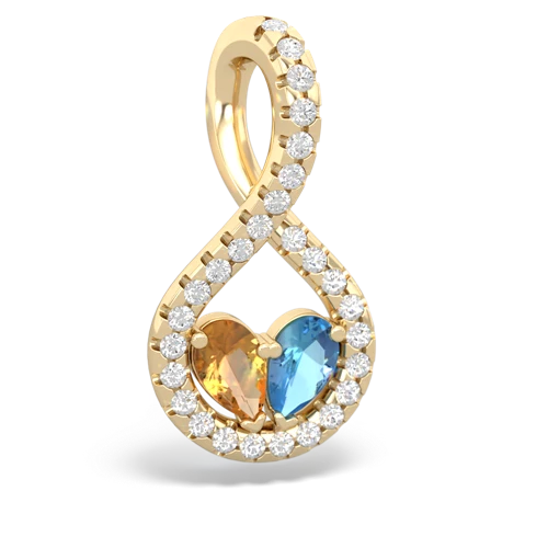 citrine-blue topaz pave twist pendant