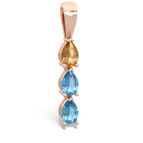 citrine-blue topaz three stone pendant