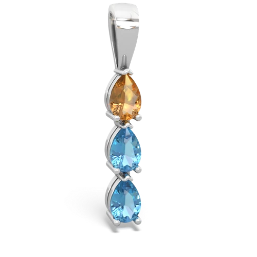 citrine-blue topaz three stone pendant