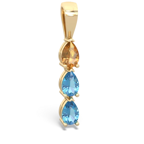 citrine-blue topaz three stone pendant