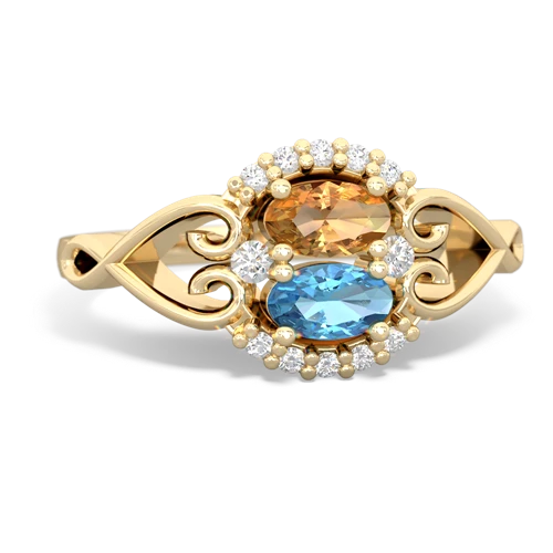 citrine-blue topaz antique keepsake ring