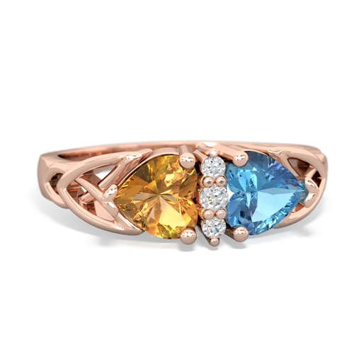 citrine-blue topaz celtic ring