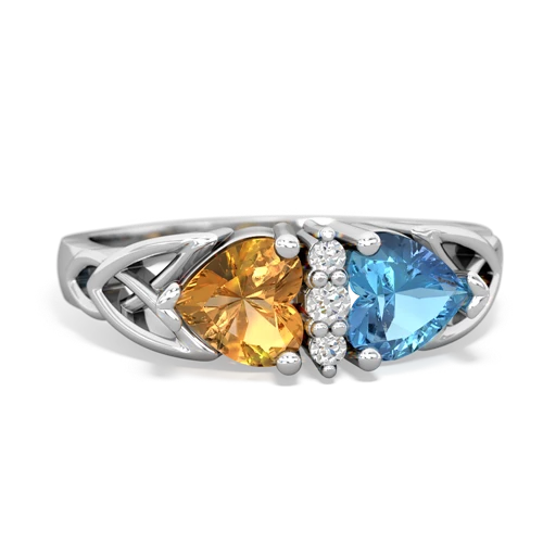 citrine-blue topaz celtic ring