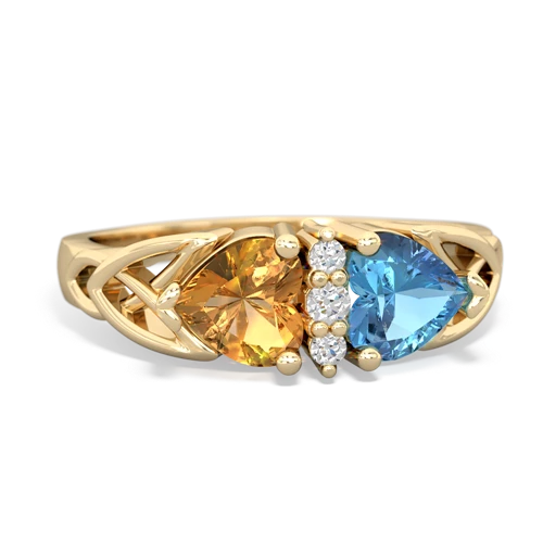 citrine-blue topaz celtic ring