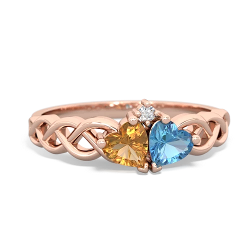 citrine-blue topaz celtic braid ring