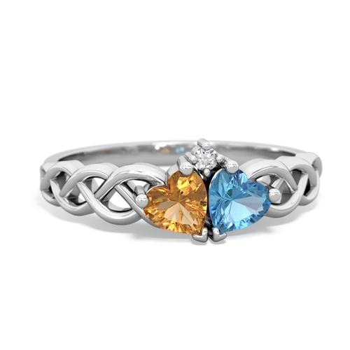 citrine-blue topaz celtic braid ring