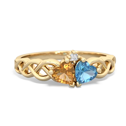 citrine-blue topaz celtic braid ring