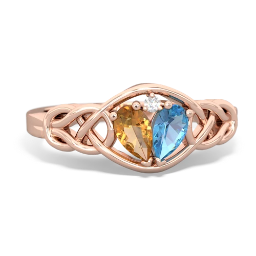 citrine-blue topaz celtic knot ring