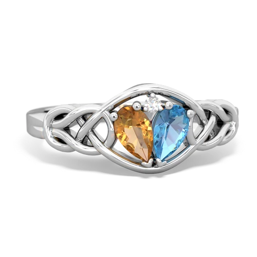 citrine-blue topaz celtic knot ring