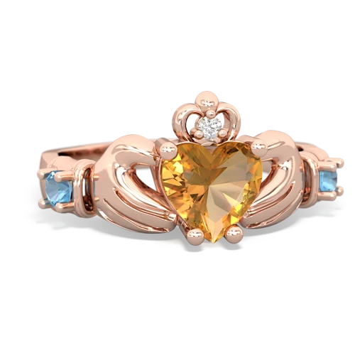 citrine-blue topaz claddagh ring