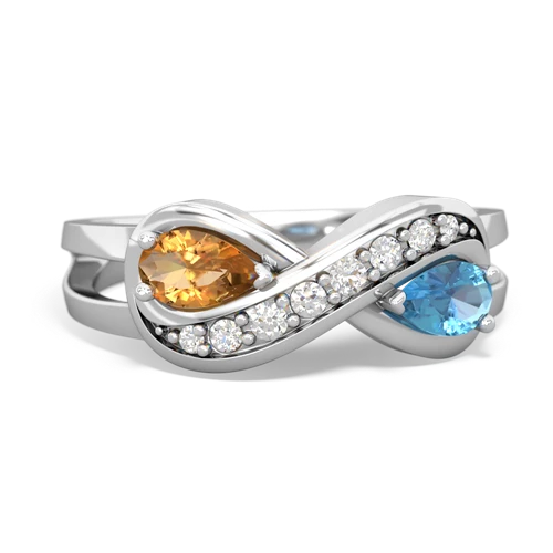 citrine-blue topaz diamond infinity ring