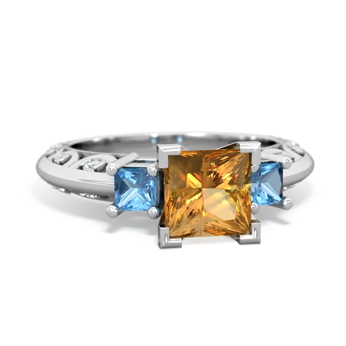 citrine-blue topaz engagement ring