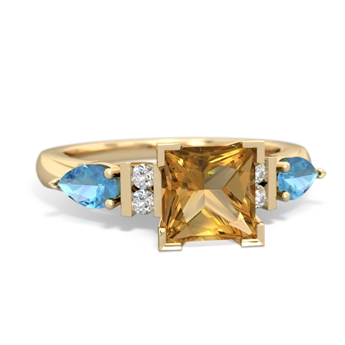 Citrine Genuine Citrine with Genuine Swiss Blue Topaz and Genuine Pink Tourmaline Engagement ring Ring