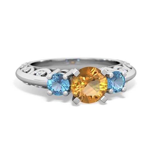 citrine-blue topaz engagement ring