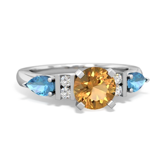 Citrine Genuine Citrine with Genuine Swiss Blue Topaz and  Engagement ring Ring