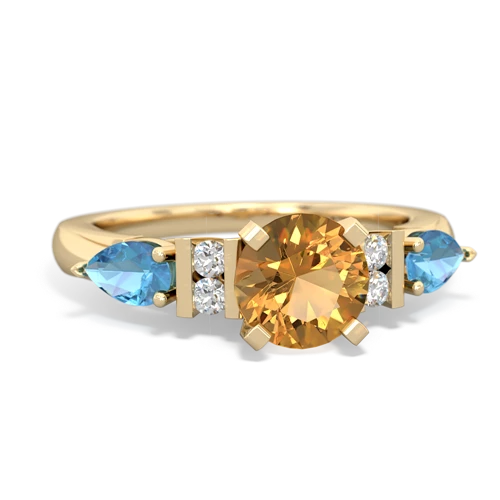 Citrine Genuine Citrine with Genuine Swiss Blue Topaz and Lab Created Ruby Engagement ring Ring