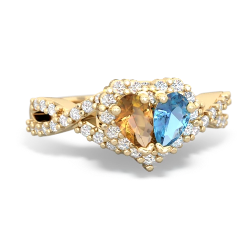 citrine-blue topaz engagement ring