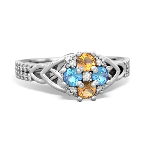 citrine-blue topaz engagement ring