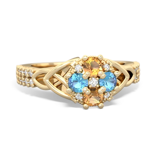 citrine-blue topaz engagement ring
