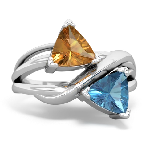 citrine-blue topaz filligree ring