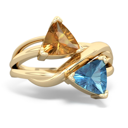 citrine-blue topaz filligree ring