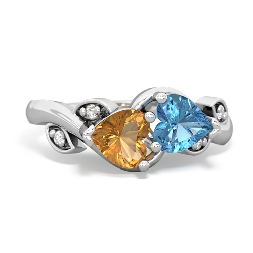 citrine-blue topaz floral keepsake ring